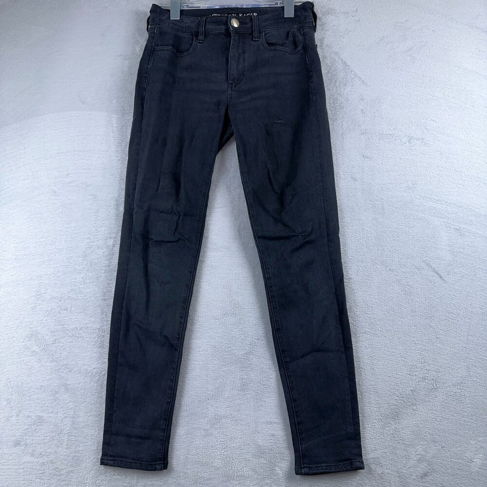 American Eagle Jeggjngs Jeans 360 Super Stretch Denim Womens Black Size 4 Short